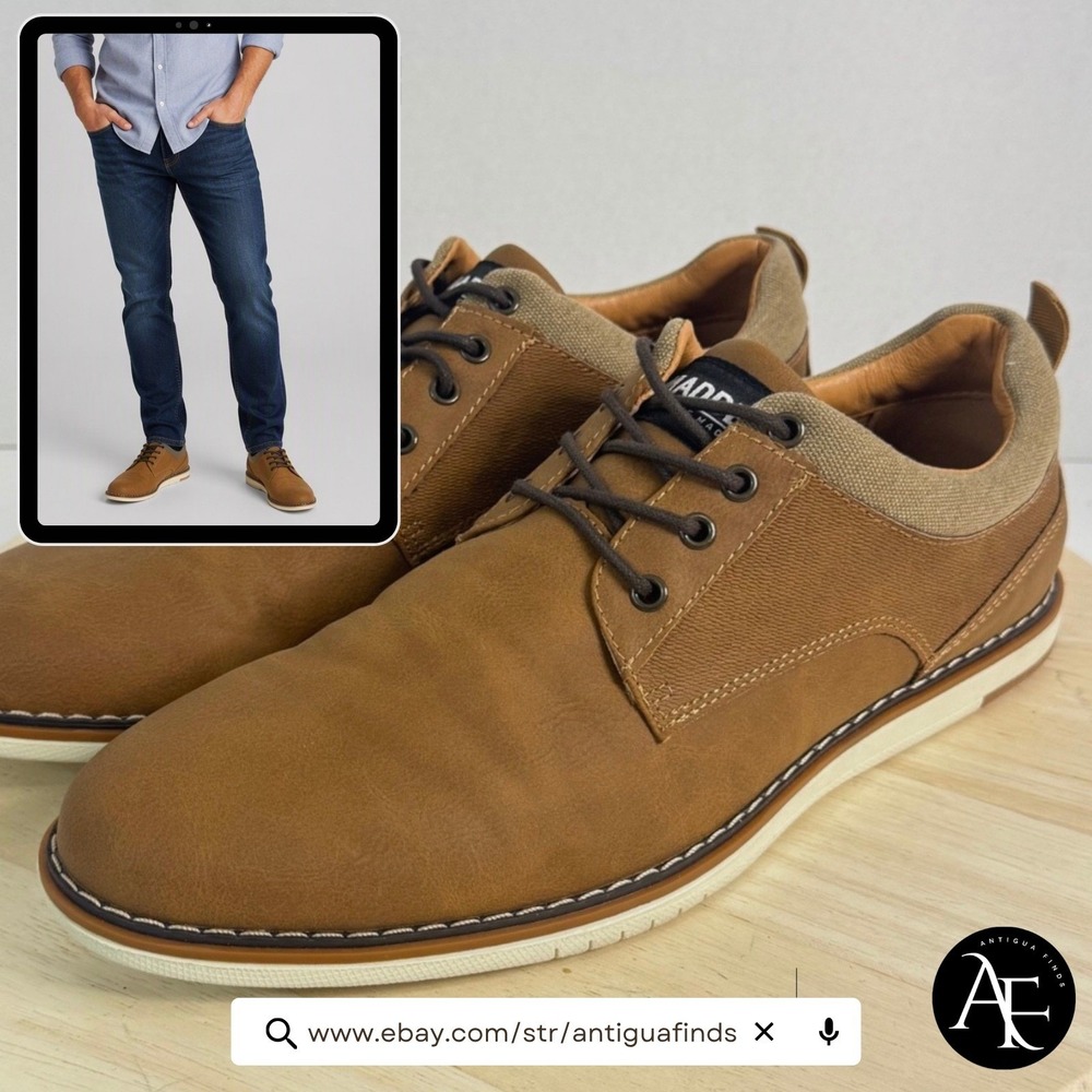 STEVE MADDEN Mens Shoes Landen Casual Oxfords Ortholite Tan Nubuck Lace-Up Sz 11
